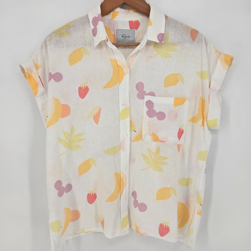 Rails Whitney Fruit Print Linen Blend Button‑Down Shirt – Small